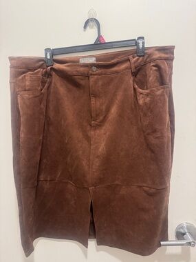 Falls Creek Chocolate Brown Suede Midi Skirt